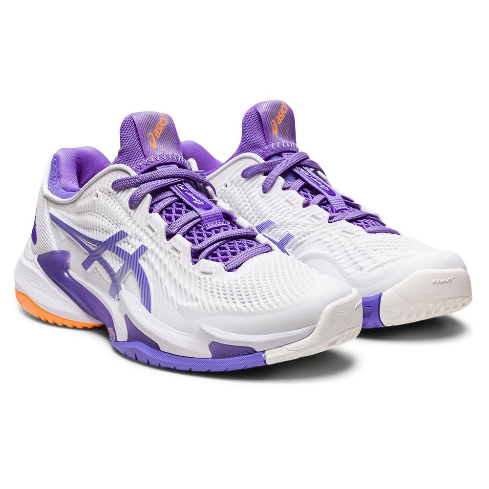 ASICS Women`s Court FF 3 Tennis Shoes White and Amethyst