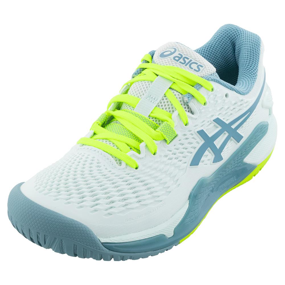 ASICS Women`s Gel-Resolution 9 Wide Tennis Shoe Soothing Sea and Gris Blue