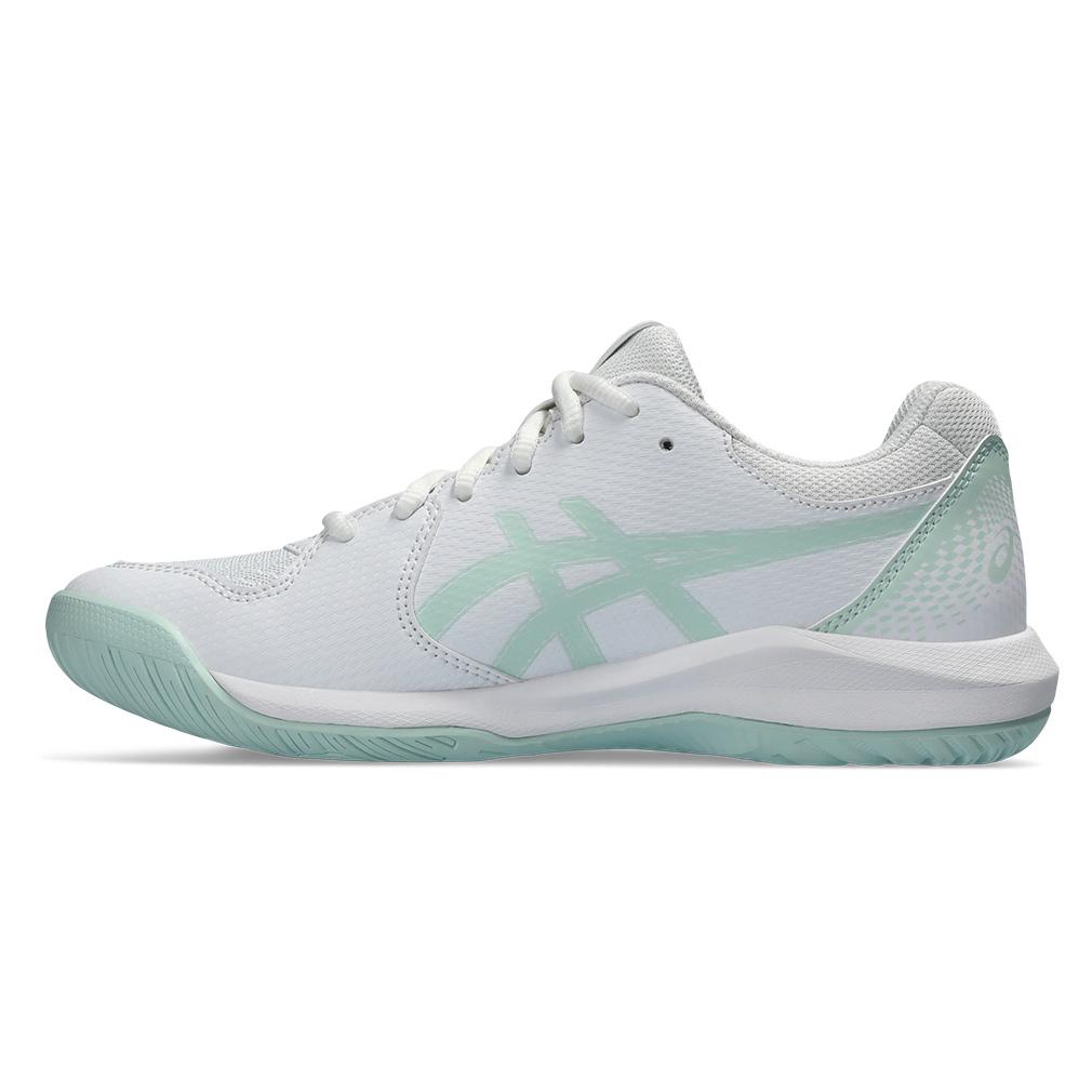 ASICS Women`s Gel-Dedicate 8 Wide Tennis Shoes White and Pale Blue