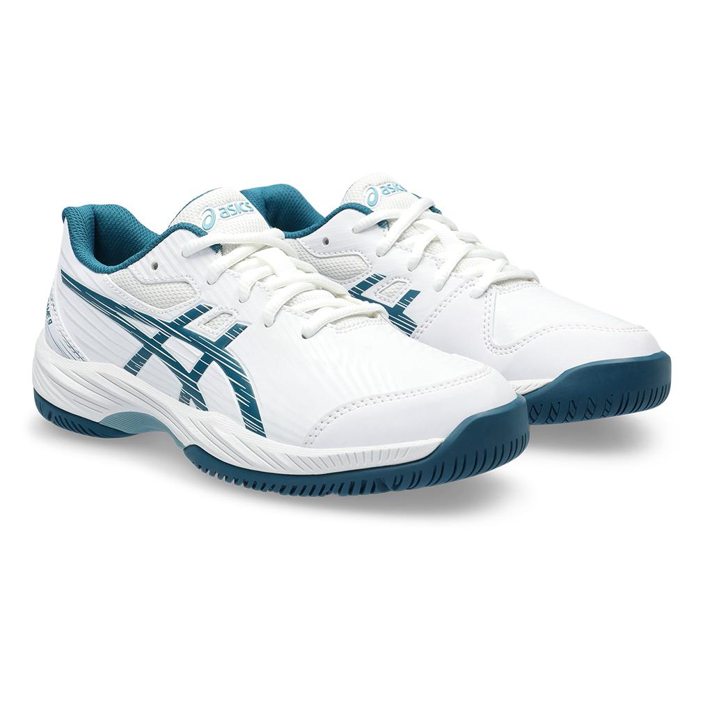 ASICS Junior`s Gel-Game 9 GS Tennis Shoes White and Restful Teal