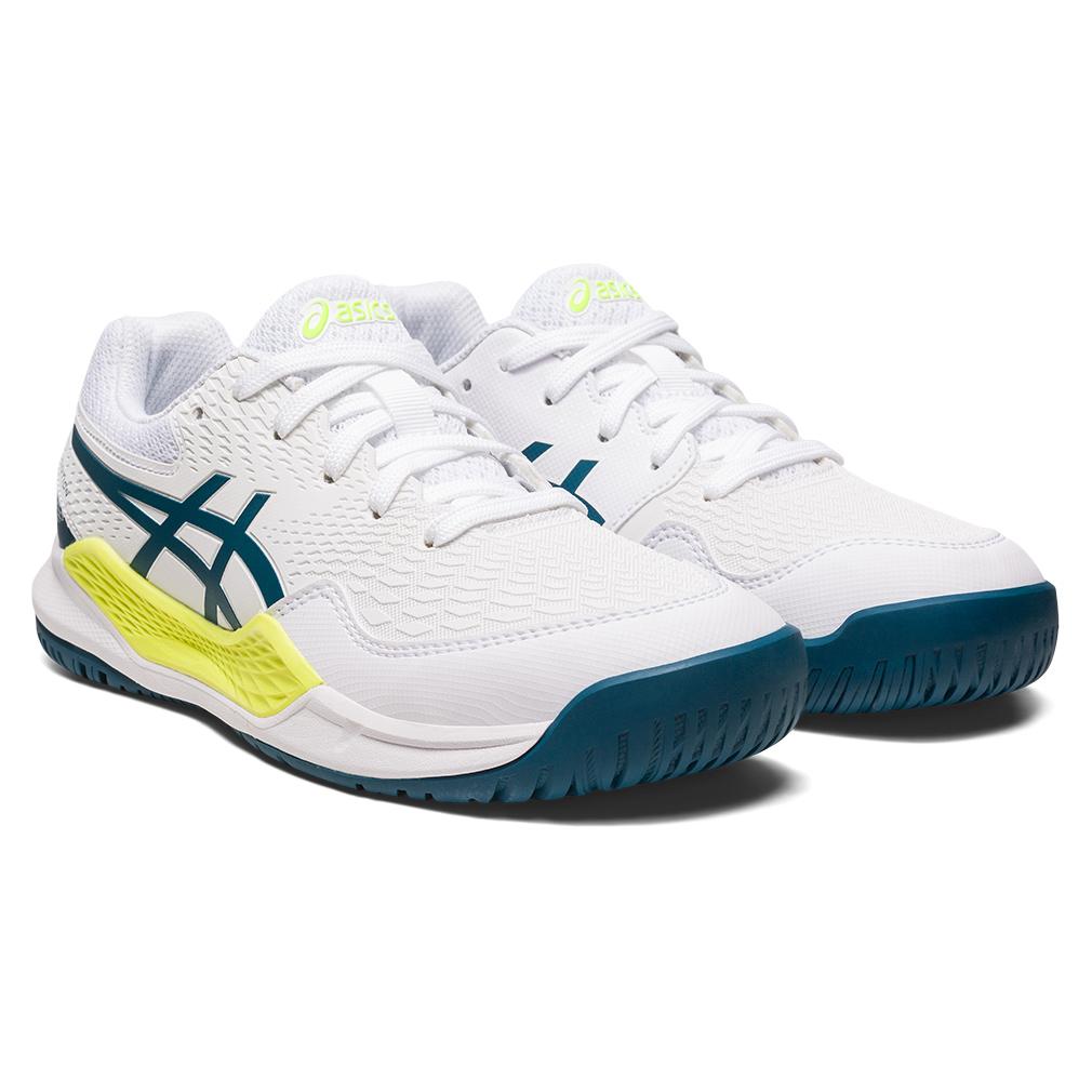 ASICS Junior`s Gel-Resolution 9 GS Tennis Shoes White and Restful Teal