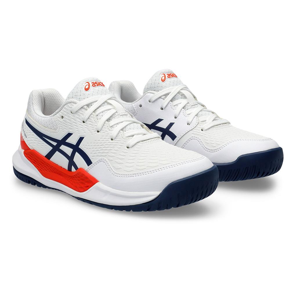 ASICS Juniors` Gel-Resolution 9 Tennis Shoes White and Blue Expanse