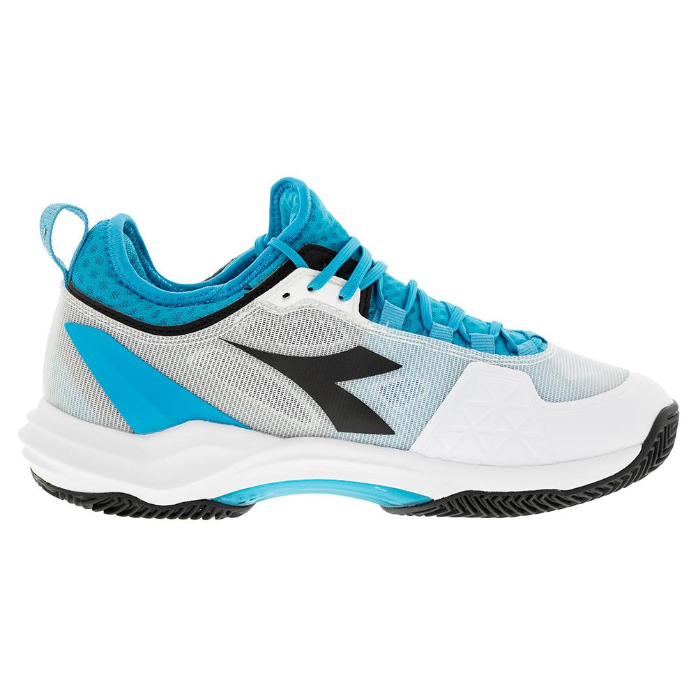 Diadora Men`s Speed Blushield Fly 3 Plus Clay Tennis Shoes White and Black