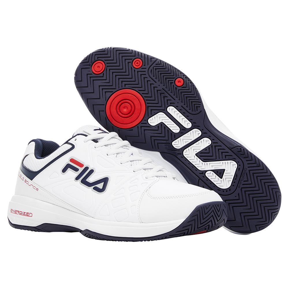 Fila Men`s Double Bounce 3 Pickleball Shoes White and Fila Navy