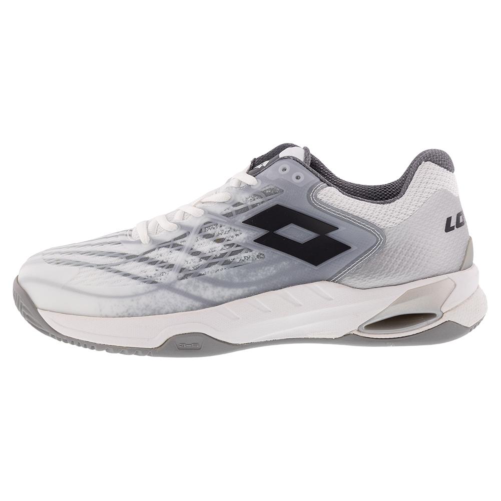Lotto Men`s Mirage 100 Clay Tennis Shoes All White and Asphalt