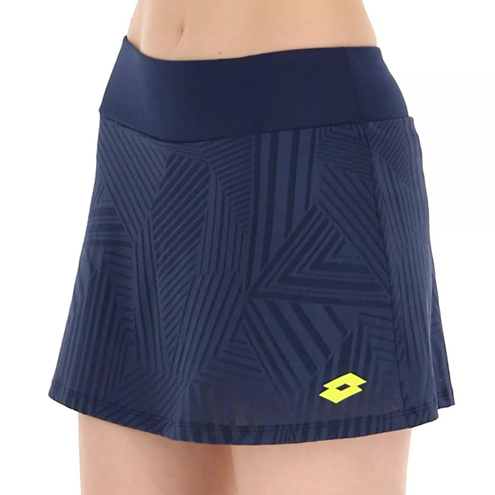 LOTTO Women`s Superrapida V Pickleball Skort Dark Denim and Acid Yellow