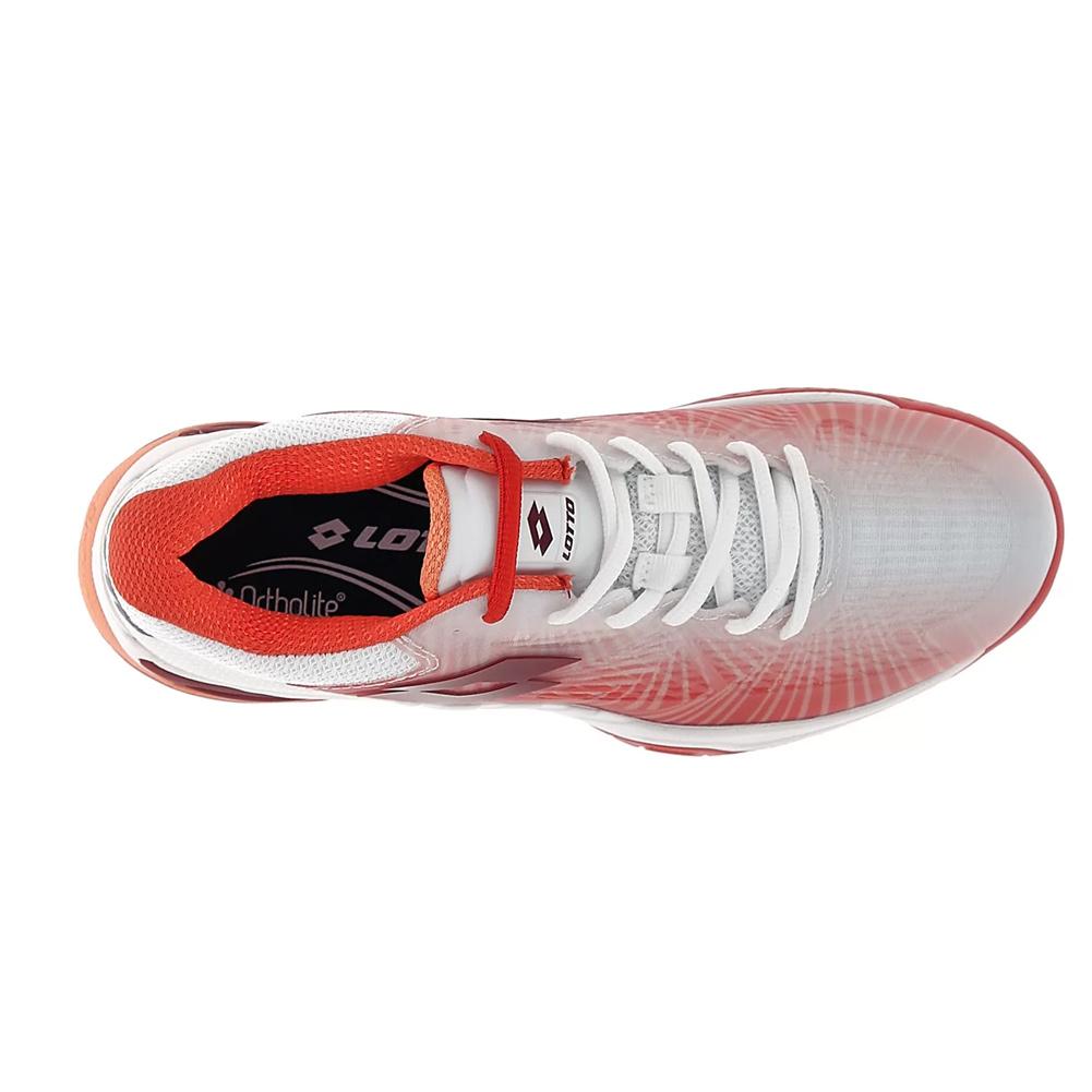 Lotto Women`s Mirage 100 Speed Tennis Shoes All White and Grenadine Red