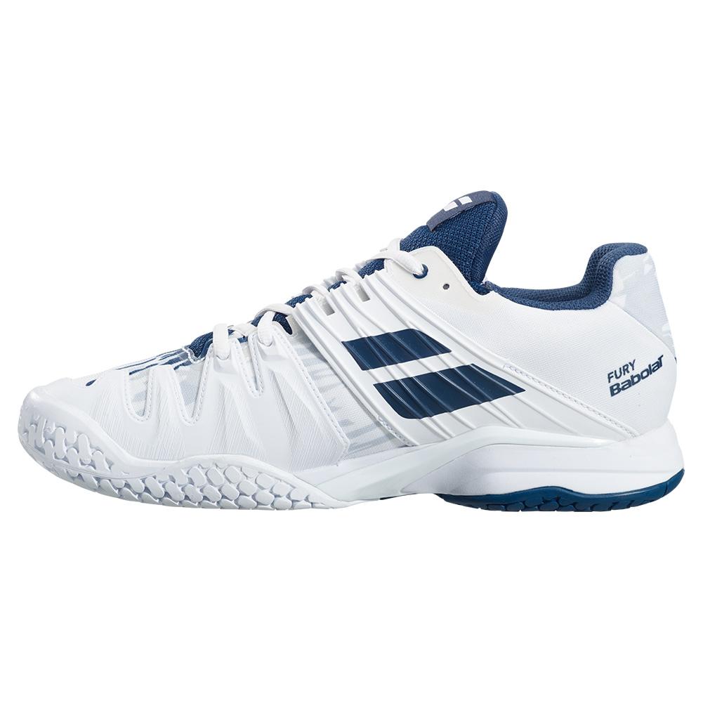 Babolat Men`s Propulse Fury All Court Tennis Shoes White and Estate Blue