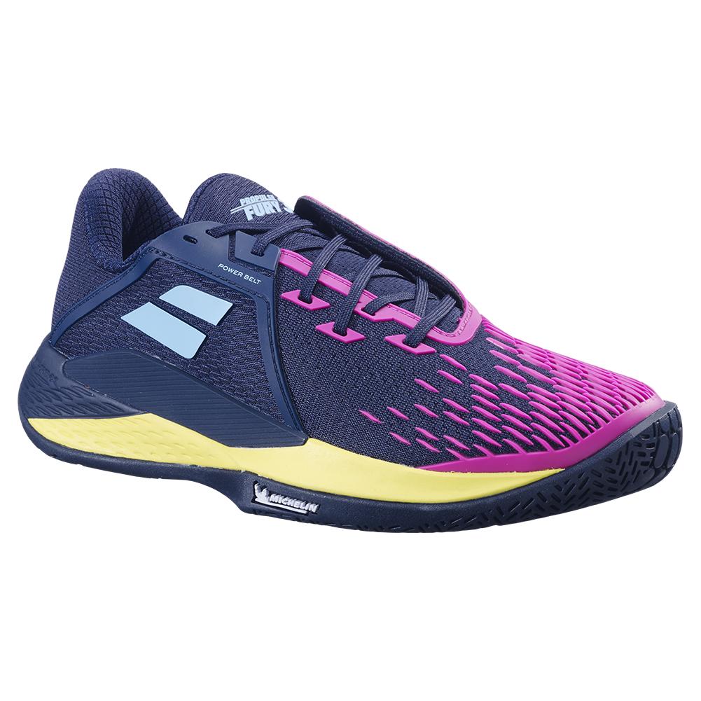 Babolat Men`s Propulse Fury 3 All Court Tennis Shoes Dark Blue and Pink Aero