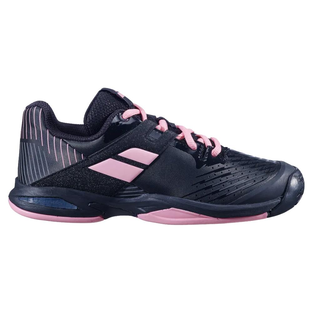 Babolat Juniors` Propulse All Court Tennis Shoes Black and Geranium Pink