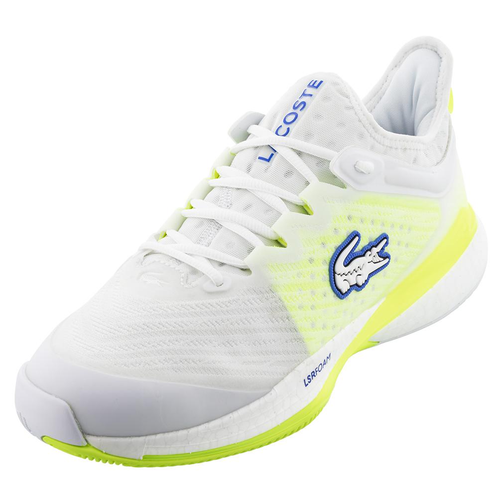 Lacoste Men`s AG-LT23 Lite Tennis Shoes White and Yellow