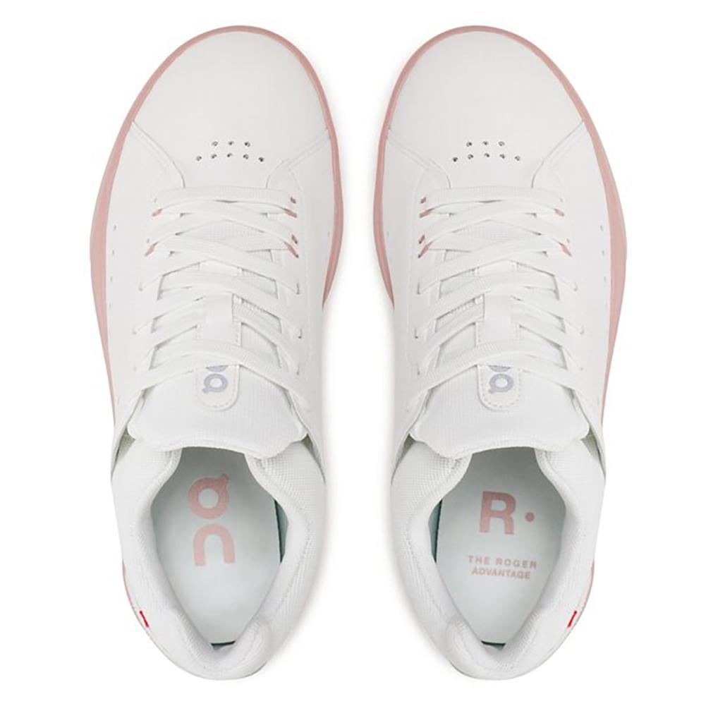 On Women`s THE ROGER Advantage Shoes White and Woodrose