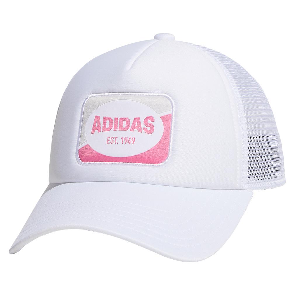 adidas Women`s Foam Trucker Hat White and Pink Fusion