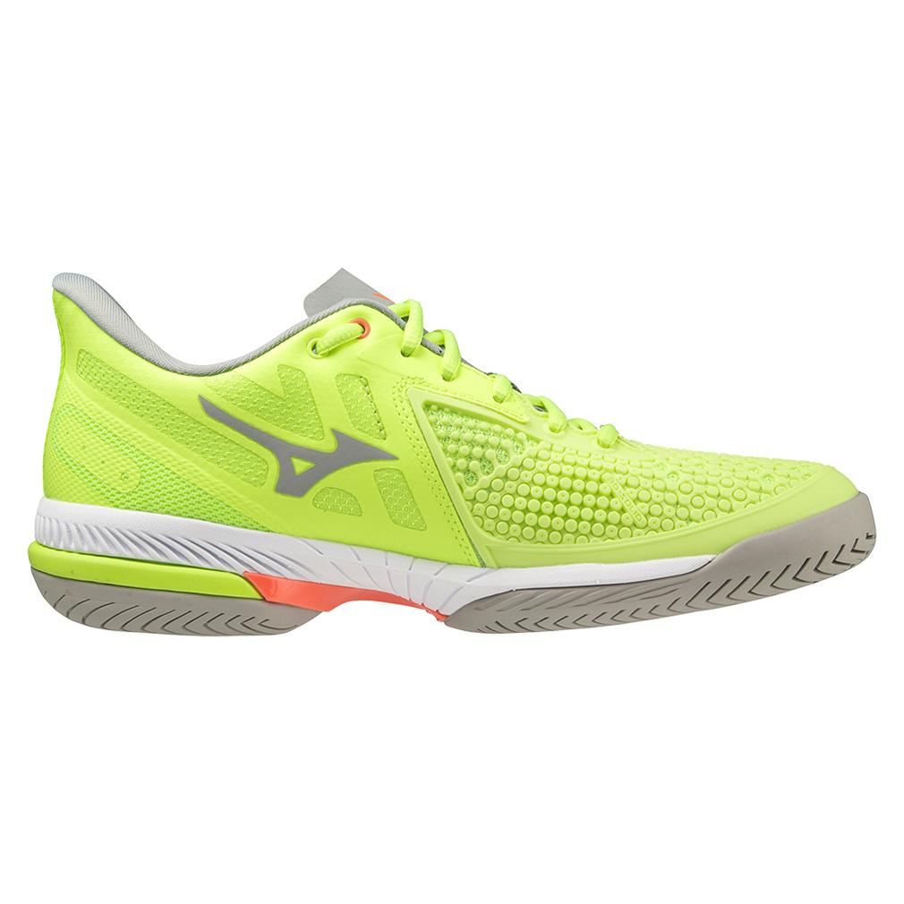 Mizuno Women`s Wave Exceed Tour 5 AC Tennis Shoes Neo Lime and Ultimate Gray