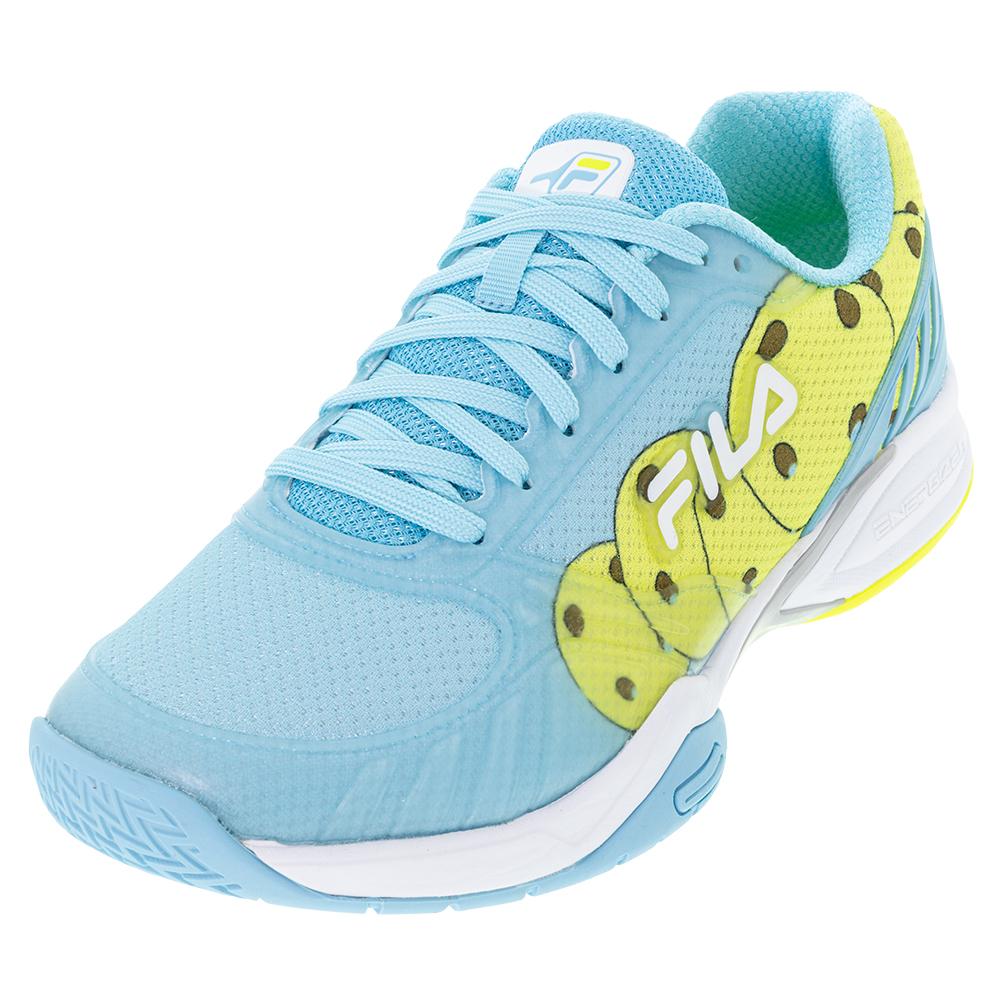 Fila Women`s Volley Zone Pickleball Shoes Blue Fish and White