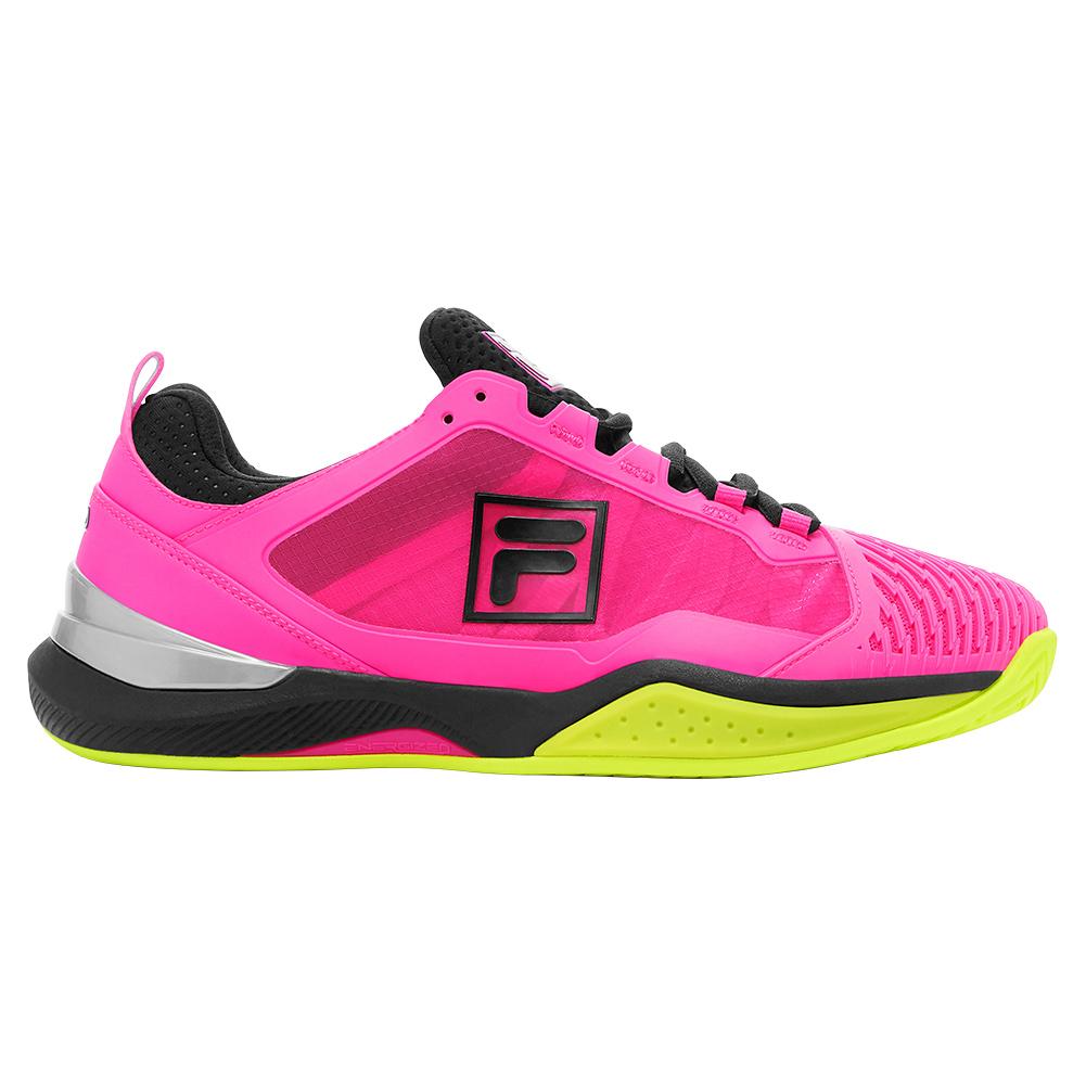 FILA Women`s SpeedServe Energized Tennis Shoes in Knockout Pink and Safety  Yellow