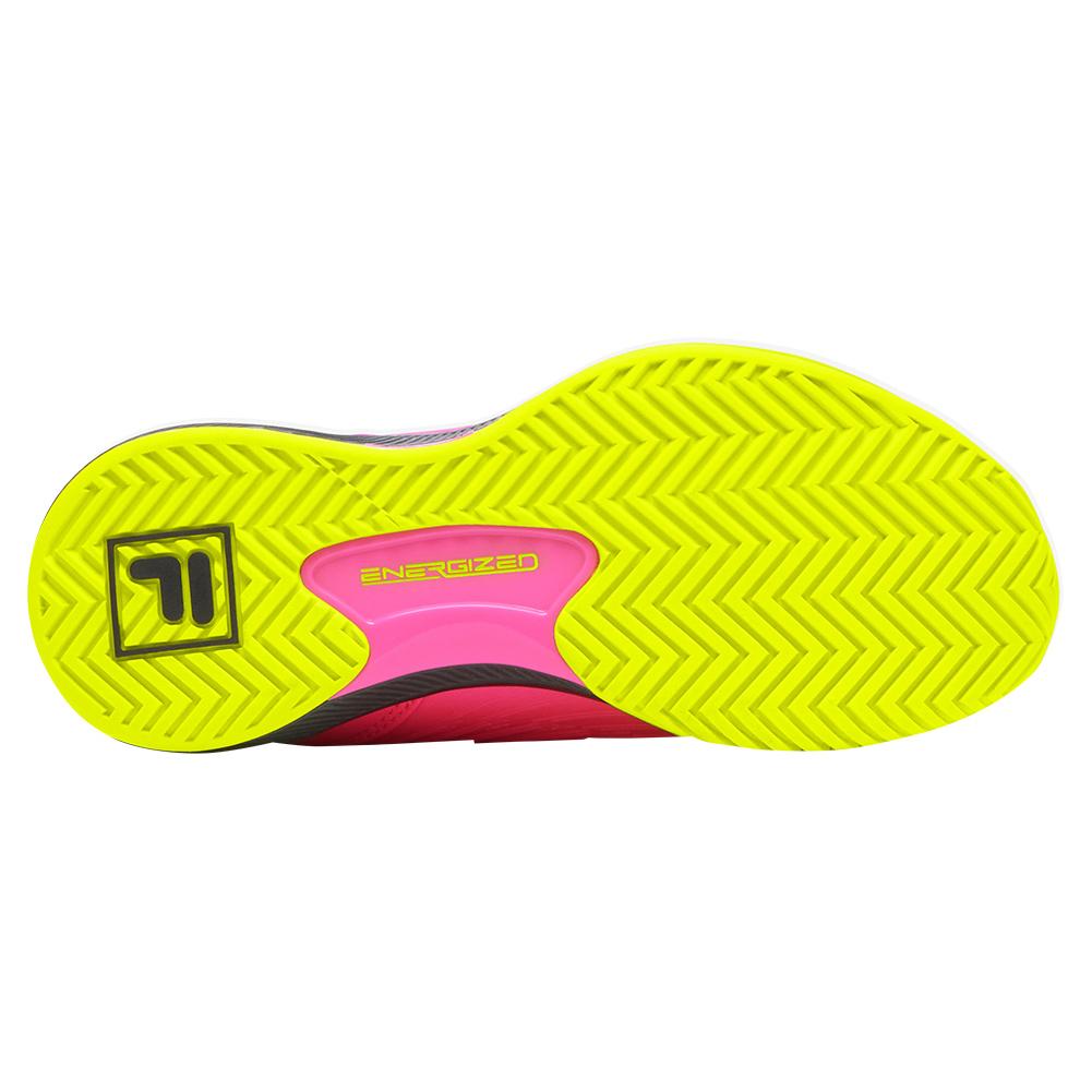 FILA Women`s SpeedServe Energized Tennis Shoes in Knockout Pink and Safety  Yellow