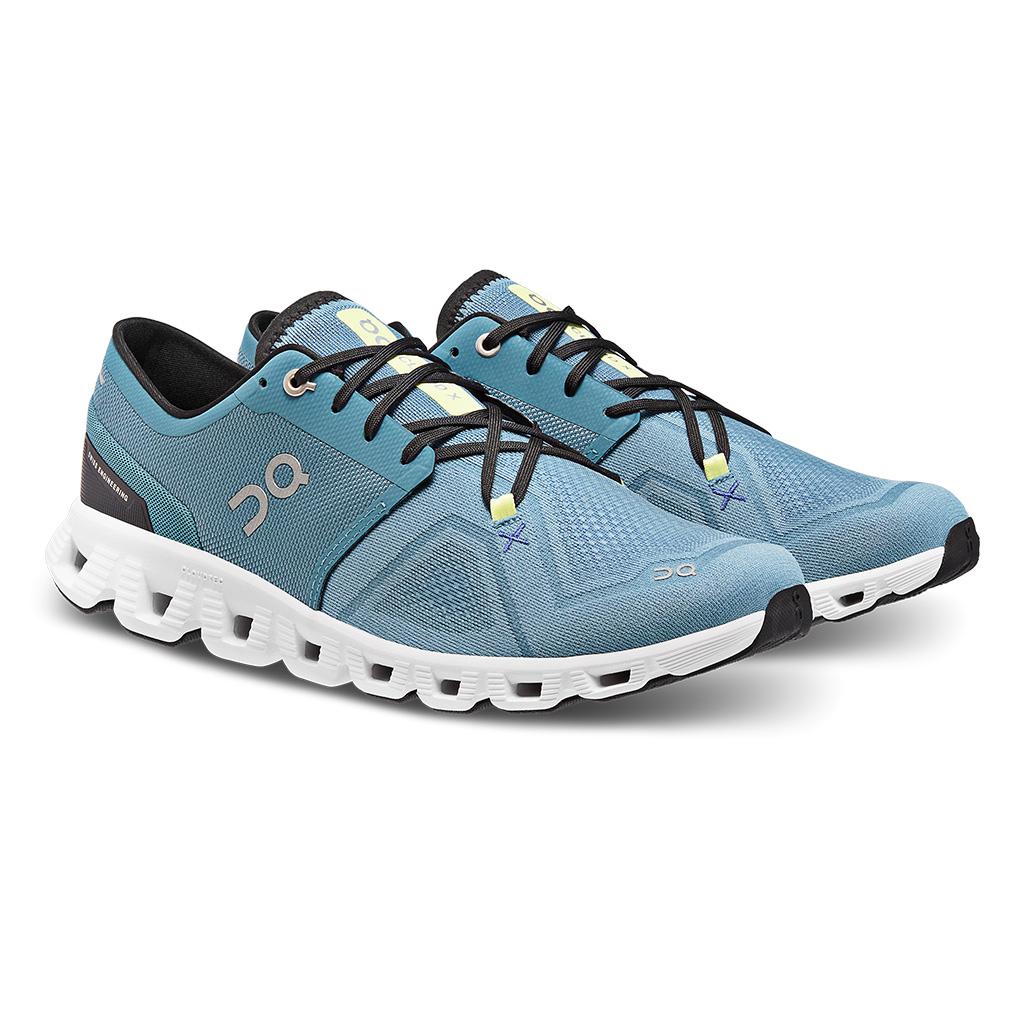 On Men`s Cloud X 3 Running Shoes Pewter and White