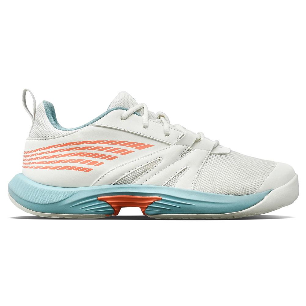 K-Swiss Juniors` SpeedTrac Tennis Shoes Blanc de Blanc and Nile Blue