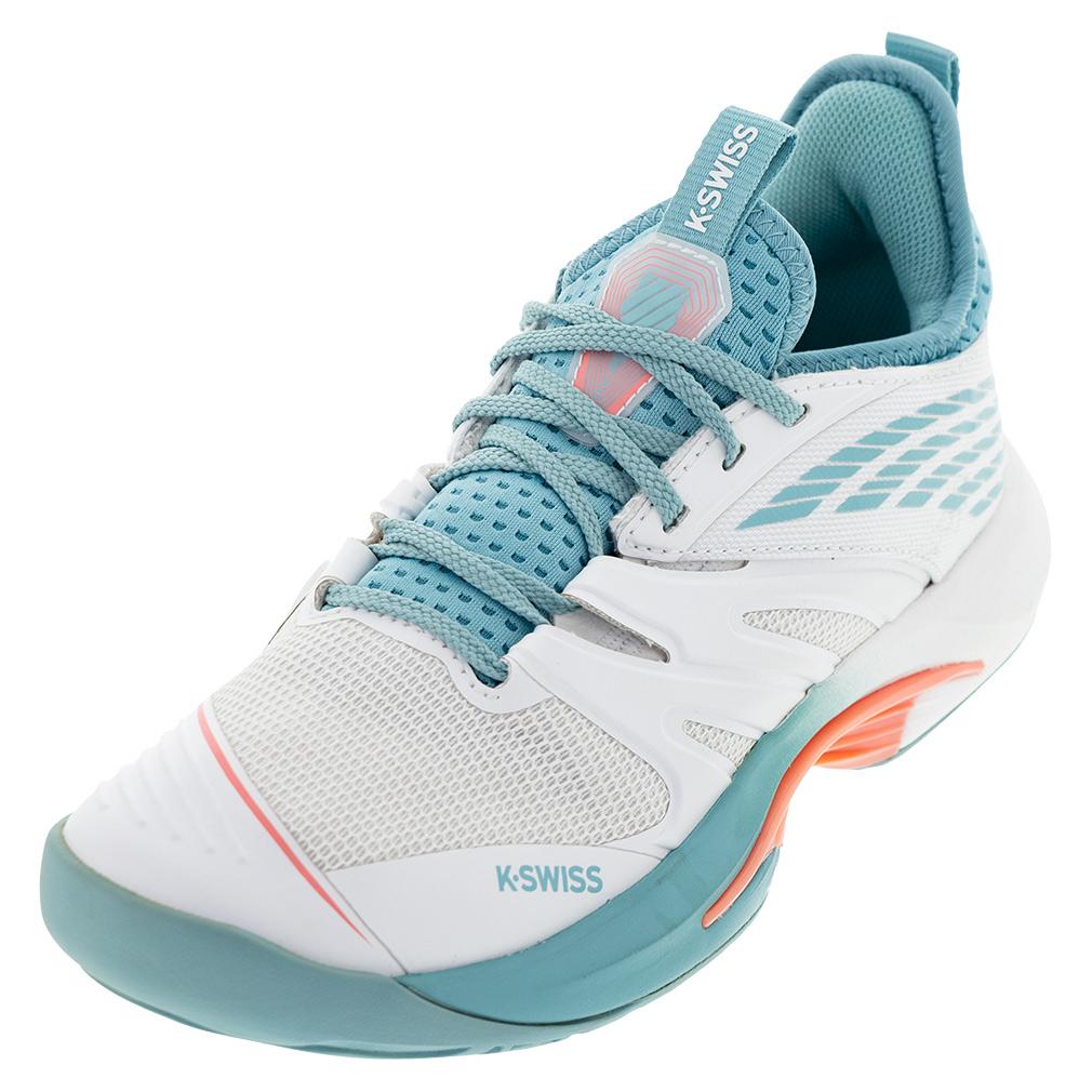 K-Swiss Women`s SpeedTrac Tennis Shoes Blanc de Blanc and Nile Blue