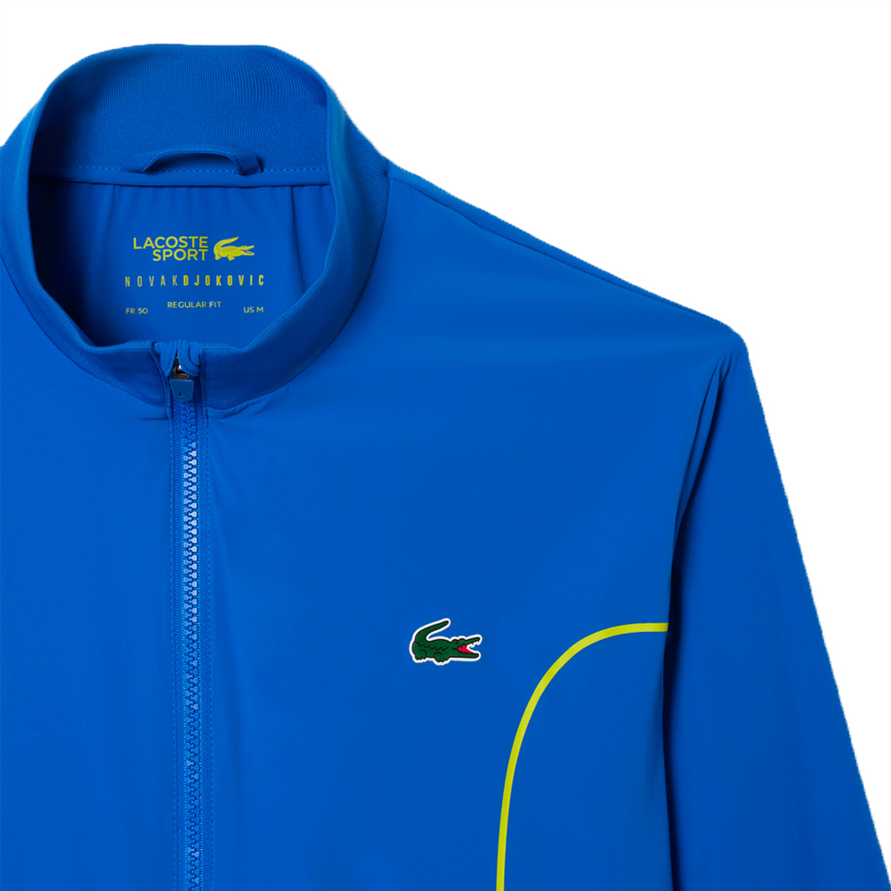 Lacoste Men`s Novak Djokovic Semi Fancy Details Full Zip Tennis Jacket  Marina and Lime