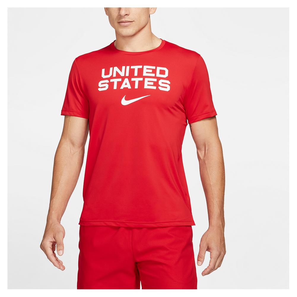 Nike Men's Dri-FIT Training T-Shirt in University Red and White