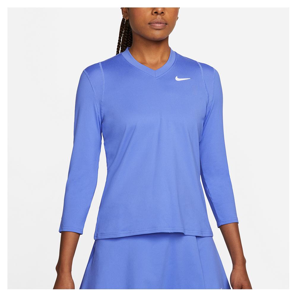 Nike Women`s Court Dri-Fit UV Victory 3/4-Sleeve Tennis Top