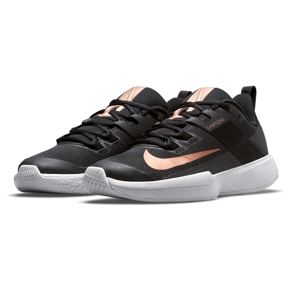 NikeCourt Women`s Vapor Lite Tennis Shoes Black and Metallic Red Bronze |  Tennis Express