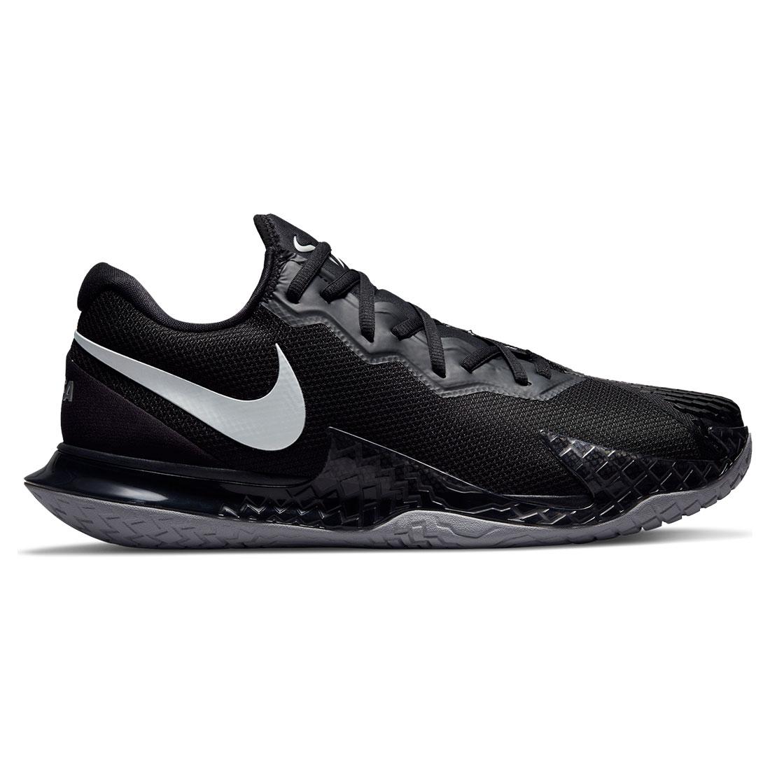 NikeCourt Men`s Rafa Zoom Vapor Cage 4 Tennis Shoes Black and Metallic  Silver