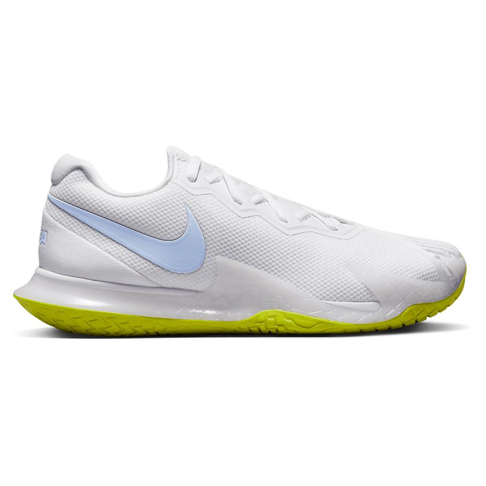 NikeCourt Men`s Rafa Zoom Vapor Cage 4 Tennis Shoes White and Cobalt Bliss