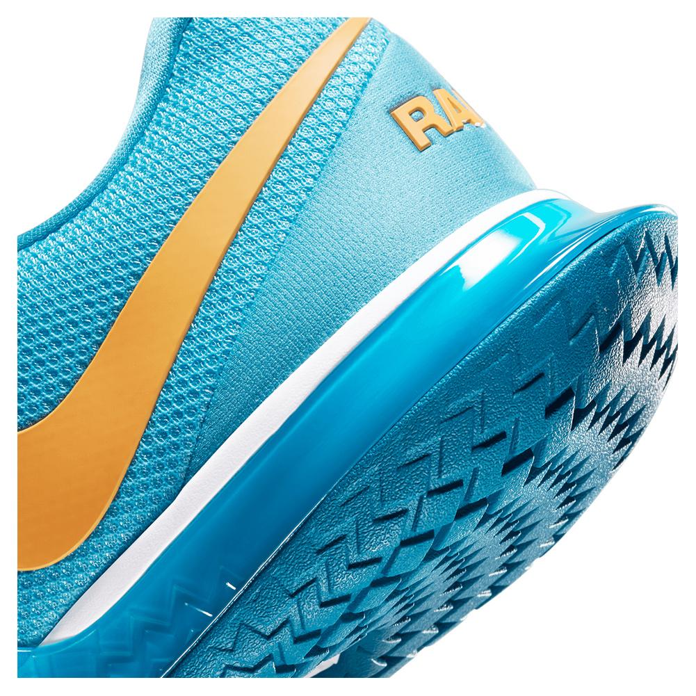 NikeCourt Men`s Rafa Zoom Vapor Cage 4 Tennis Shoes Baltic Blue and Vivid  Orange