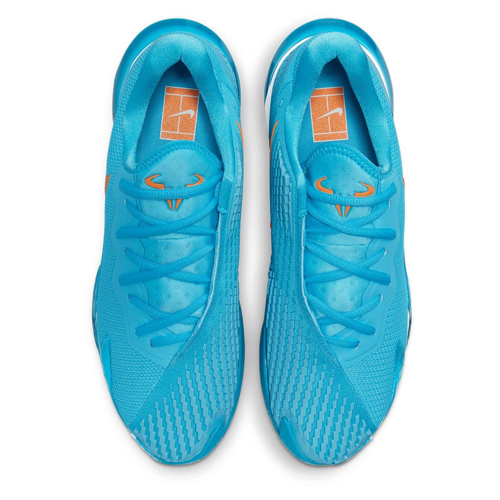 NikeCourt Men`s Rafa Zoom Vapor Cage 4 Tennis Shoes Baltic Blue and Vivid  Orange
