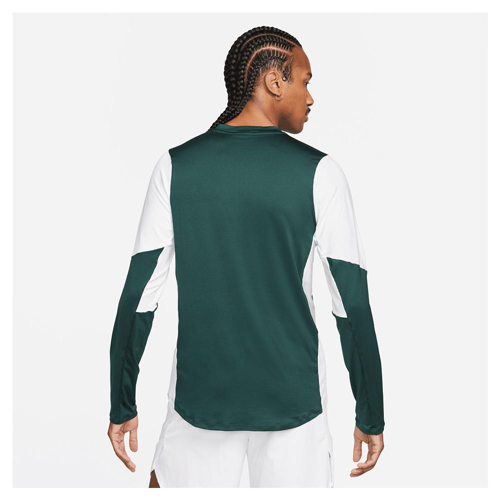 Nike Men`s Court Dri-FIT Breathe Advantage Half Zip Tennis Top Pro Green  and White