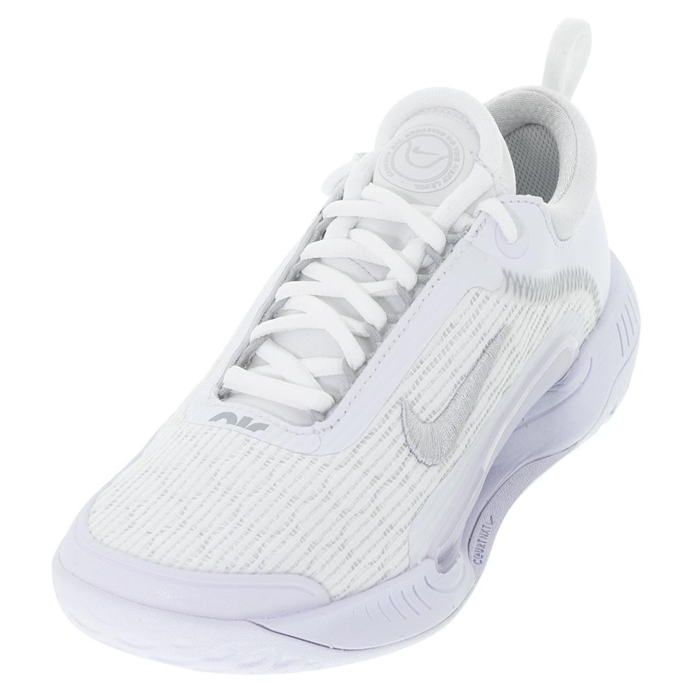 NikeCourt Women`s Zoom NXT Tennis Shoes White and Metallic Silver