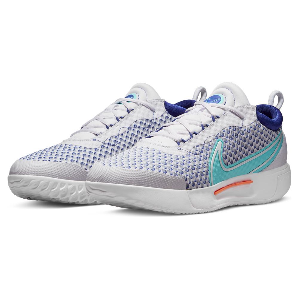 NikeCourt Men`s Zoom Pro Tennis Shoes White and Dynamic Turquoise