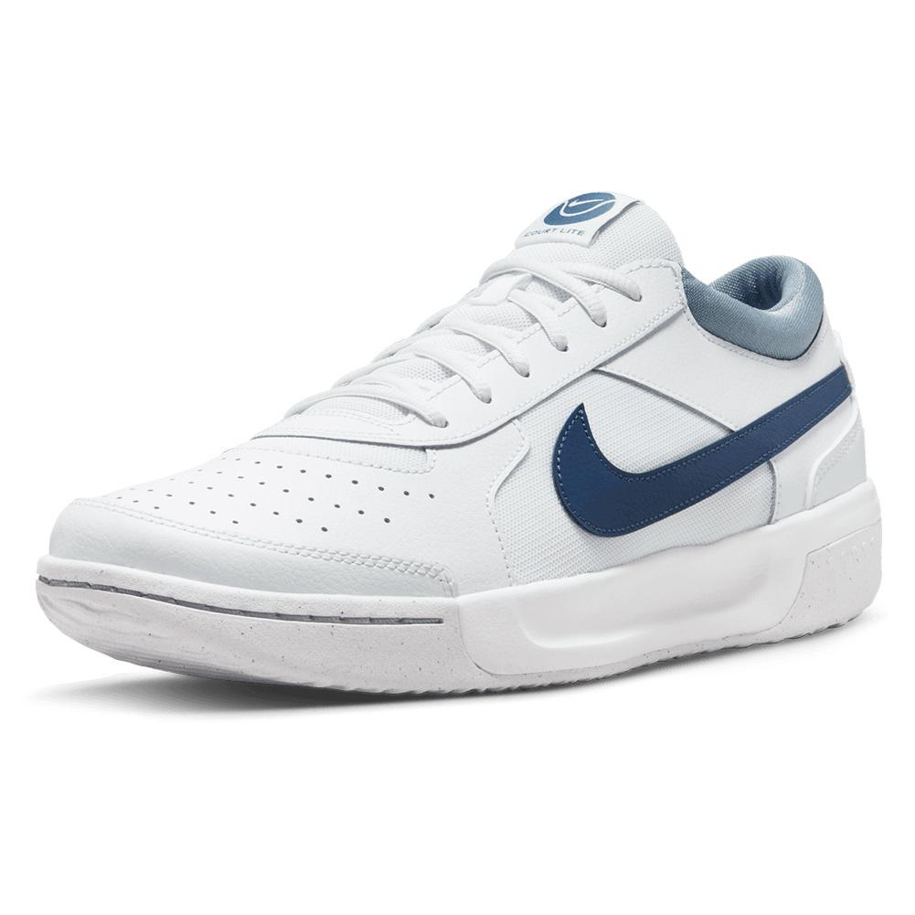 NikeCourt Men`s Zoom Court Lite 3 Tennis Shoes White and Mystic Navy