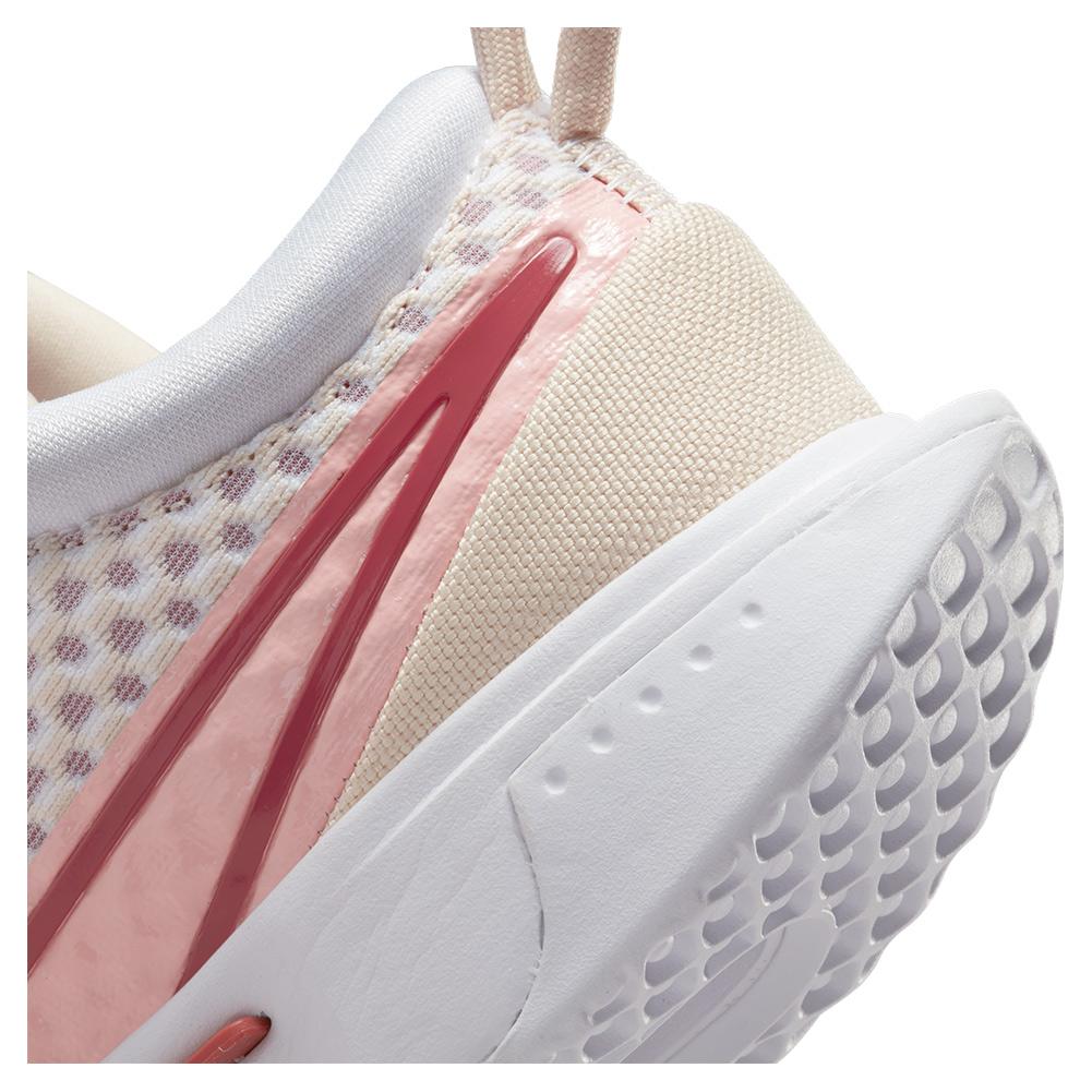 NikeCourt Women`s Court Zoom Pro Tennis Shoes Pearl White and Bleached Coral