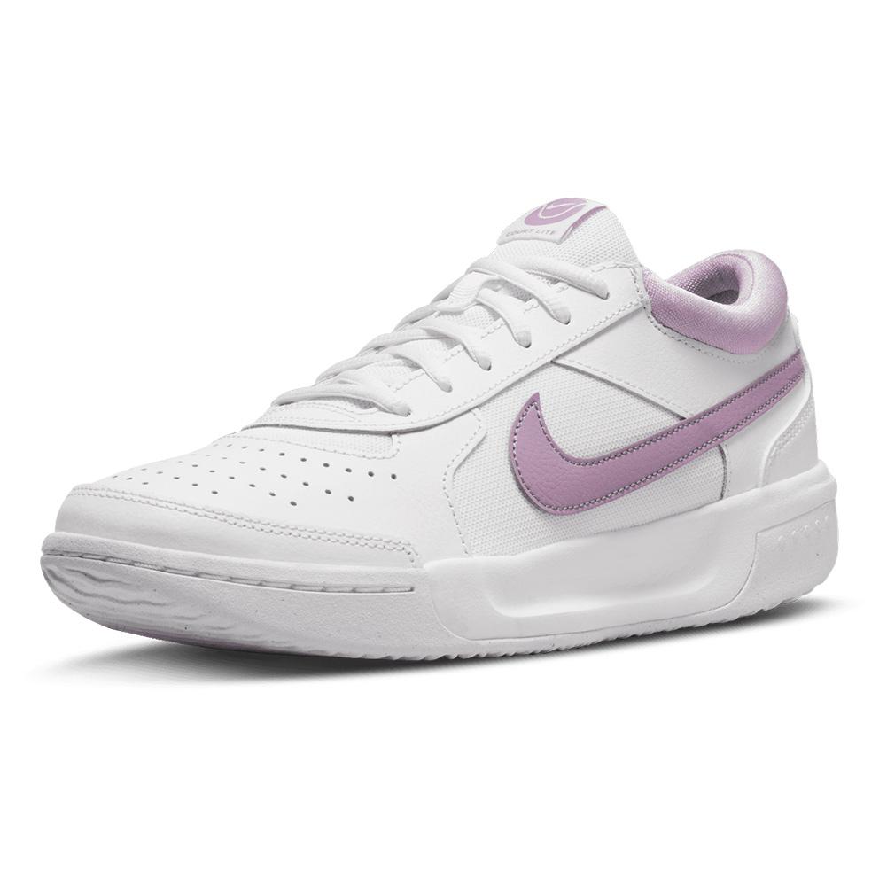 NikeCourt Women`s Zoom Lite 3 Tennis Shoes White and Amethyst Wave