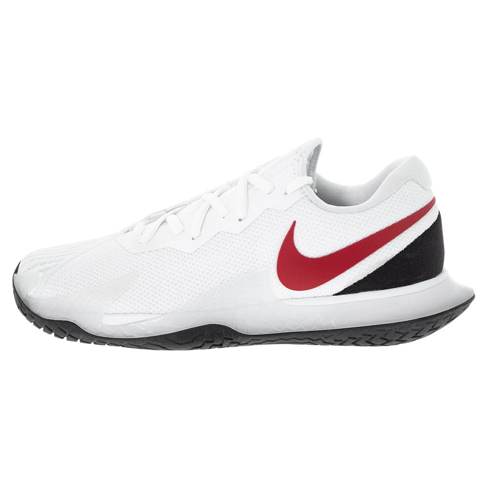 Nike Men`s Air Zoom Vapor Cage 4 Tennis Shoes White and Gym Red