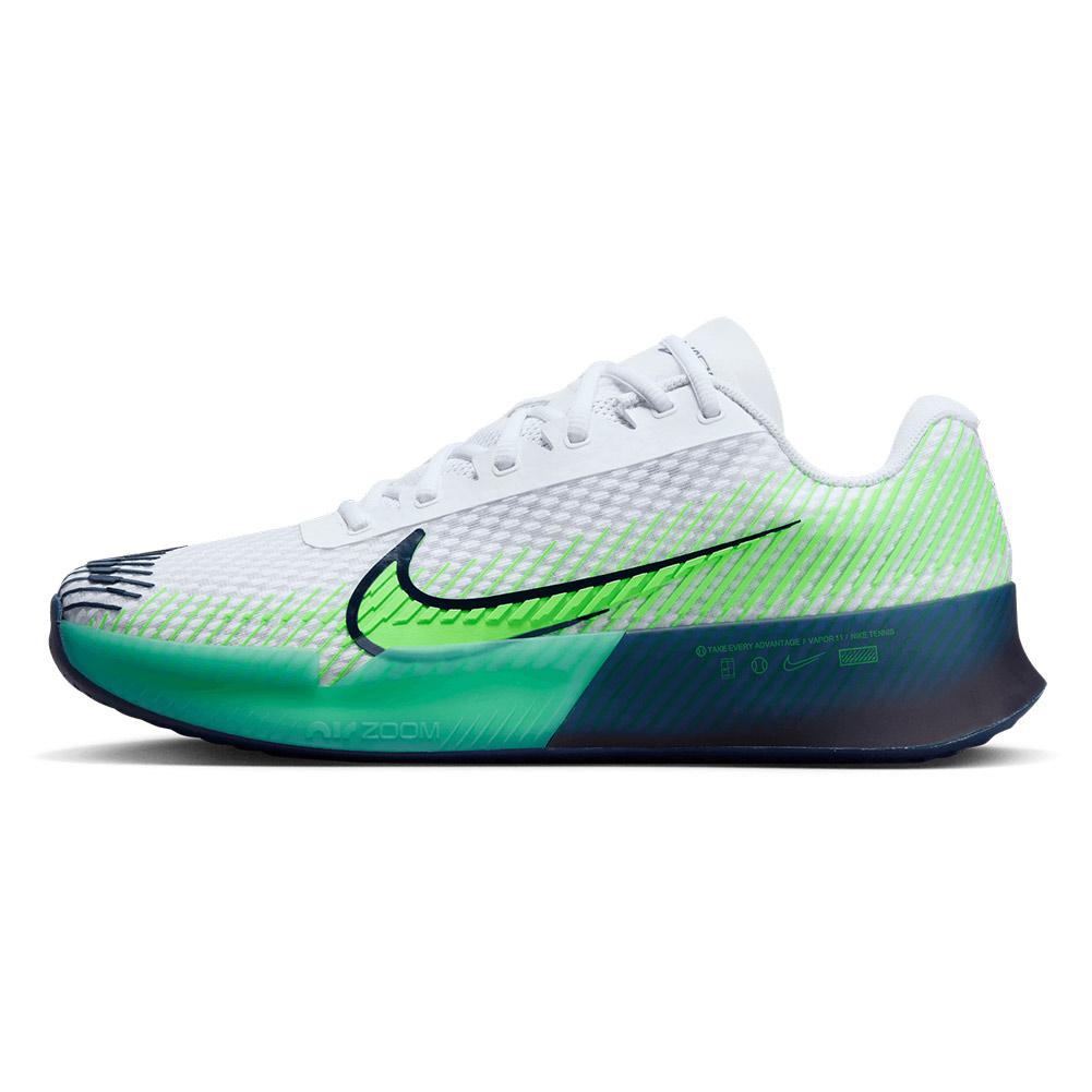 NikeCourt Men`s Air Zoom Vapor 11 Tennis Shoes White and Green Strike