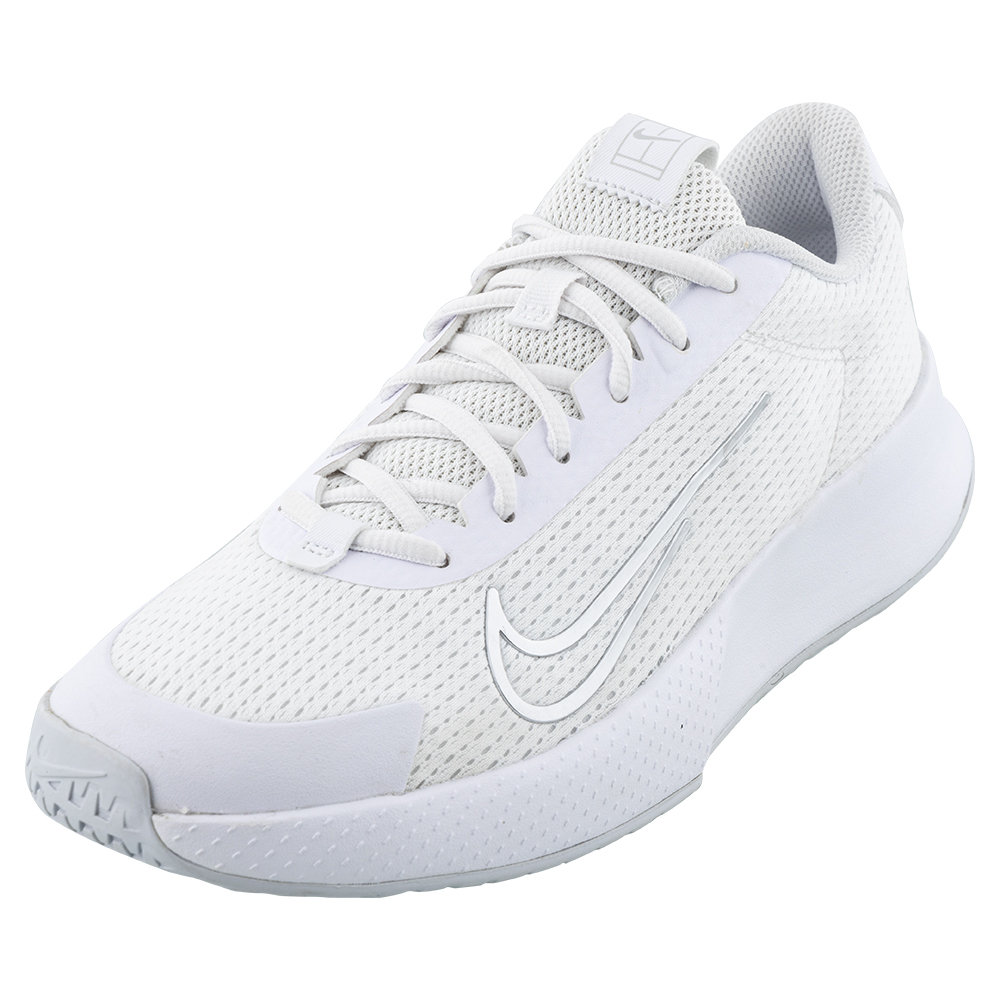 NikeCourt Women`s Vapor Lite 2 Tennis Shoes White and Metallic Silver