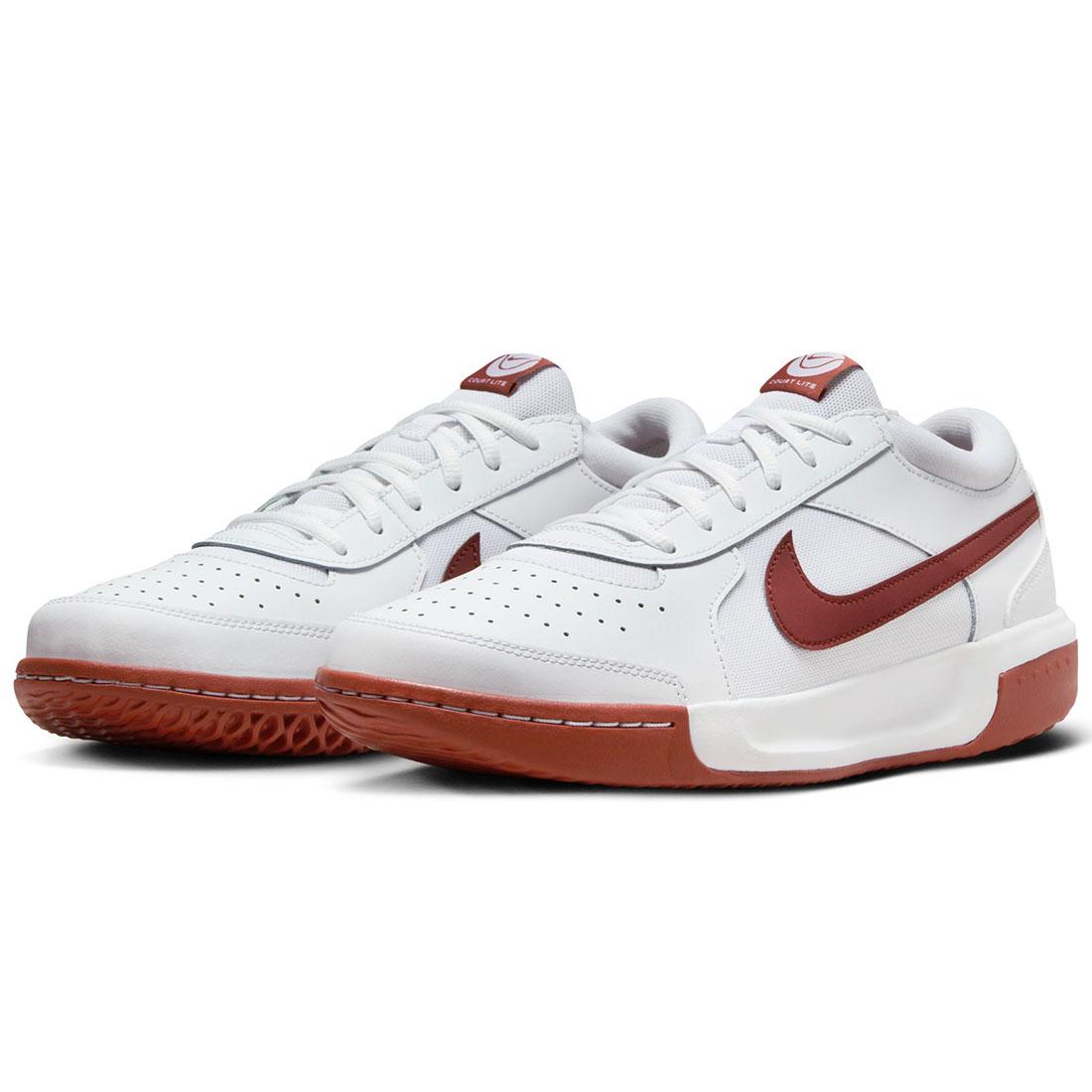 NikeCourt Men`s Air Zoom Lite 3 Tennis Shoes White and Team Red