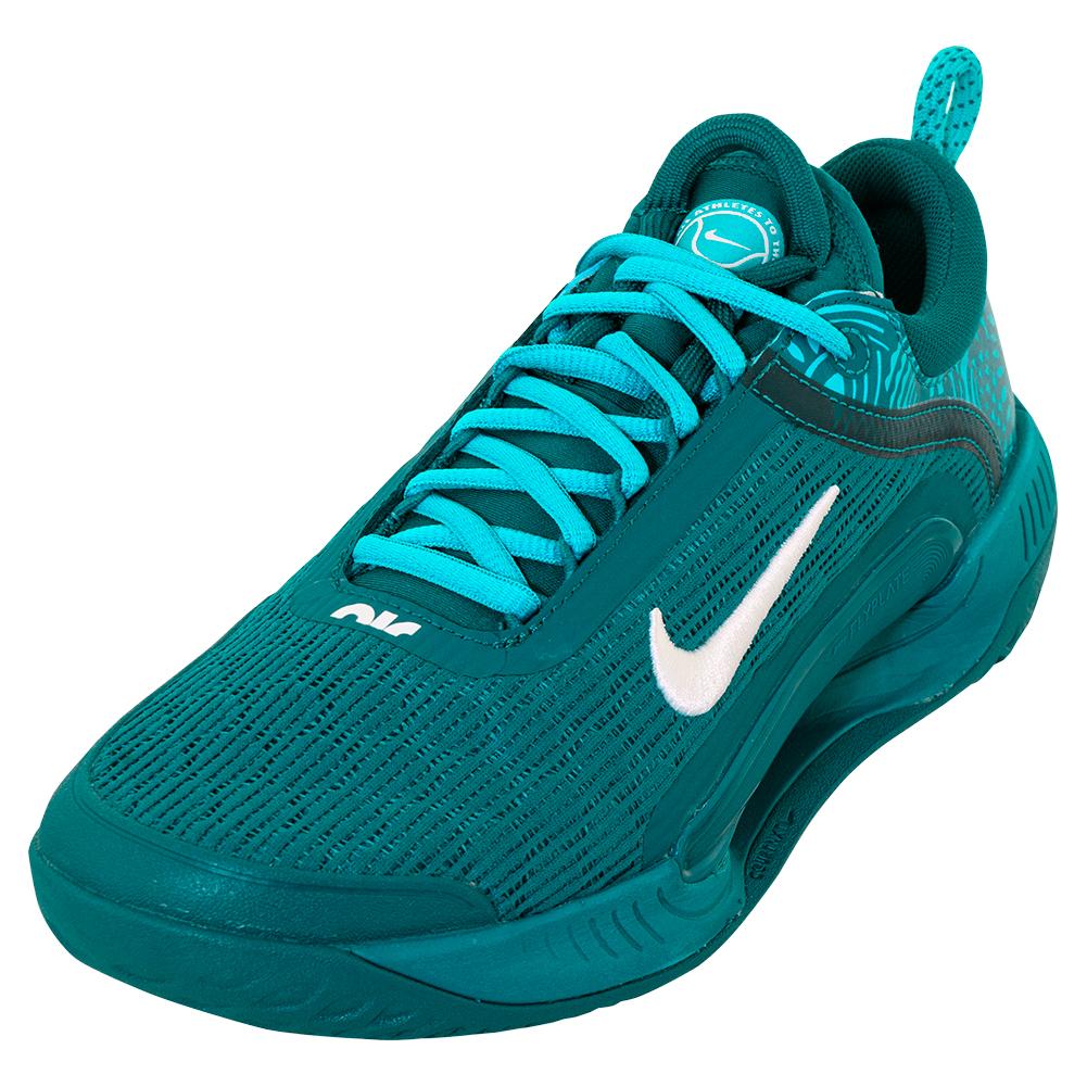 NikeCourt Mens Air Zoom NXT Tennis Shoes Geode Teal and White