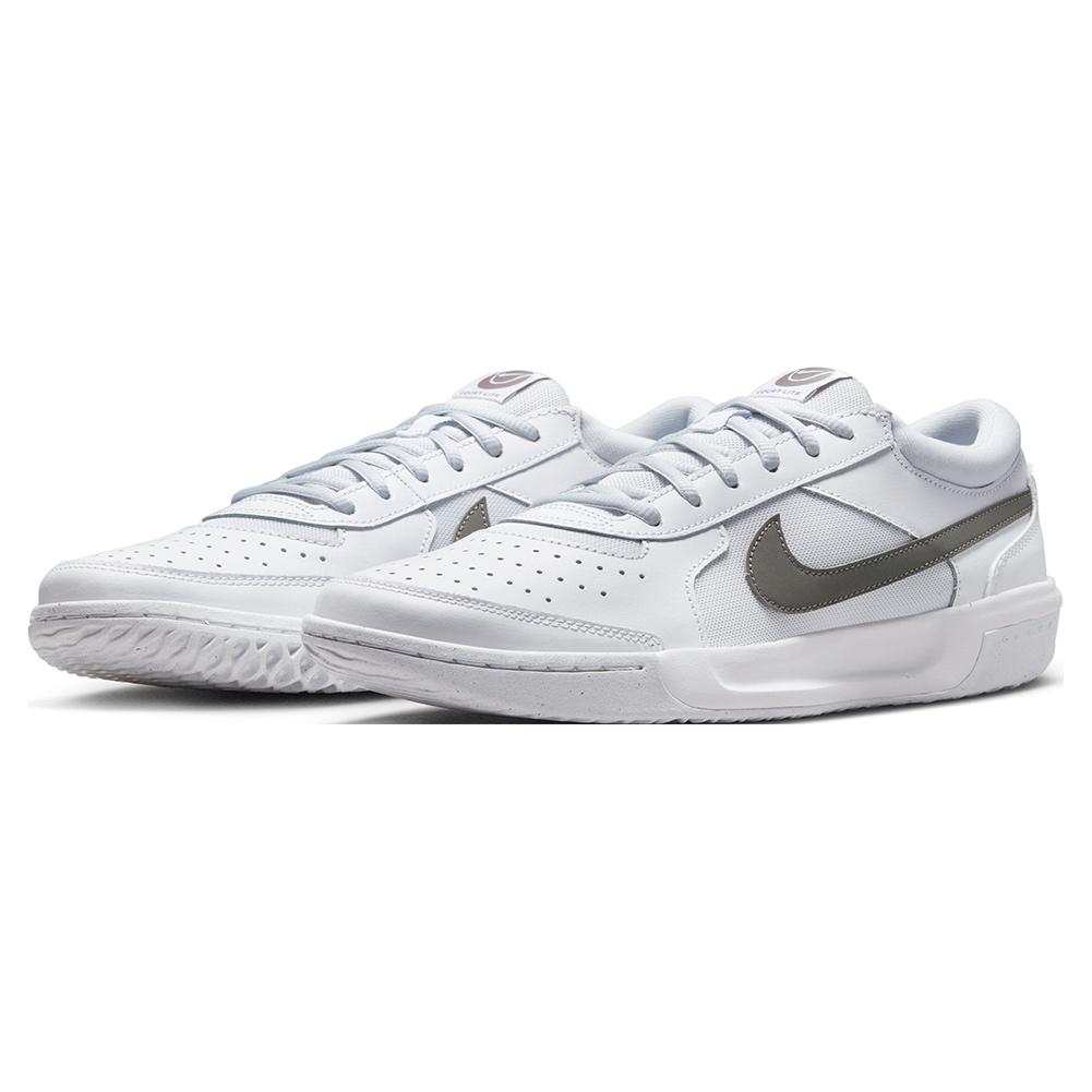 NikeCourt Women`s Zoom Court Lite 3 Tennis Shoes White and Flat Pewter