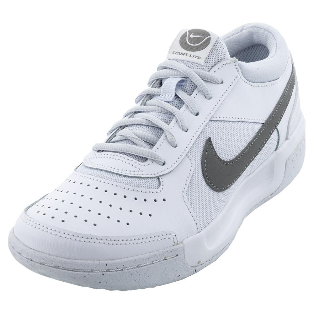 NikeCourt Women`s Zoom Court Lite 3 Tennis Shoes White and Flat Pewter