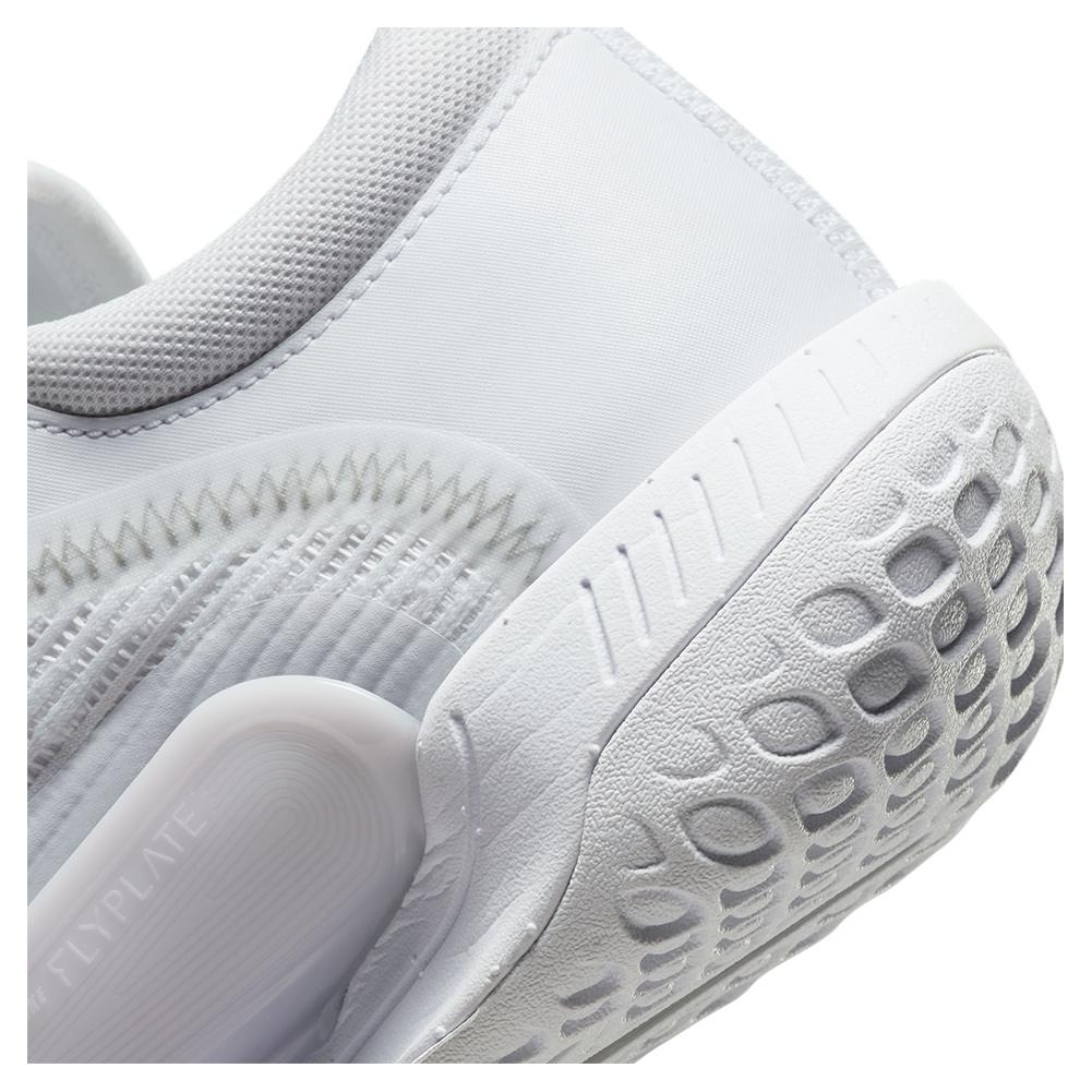 NikeCourt Women`s Zoom Court NXT Tennis Shoes White and Metallic Silver