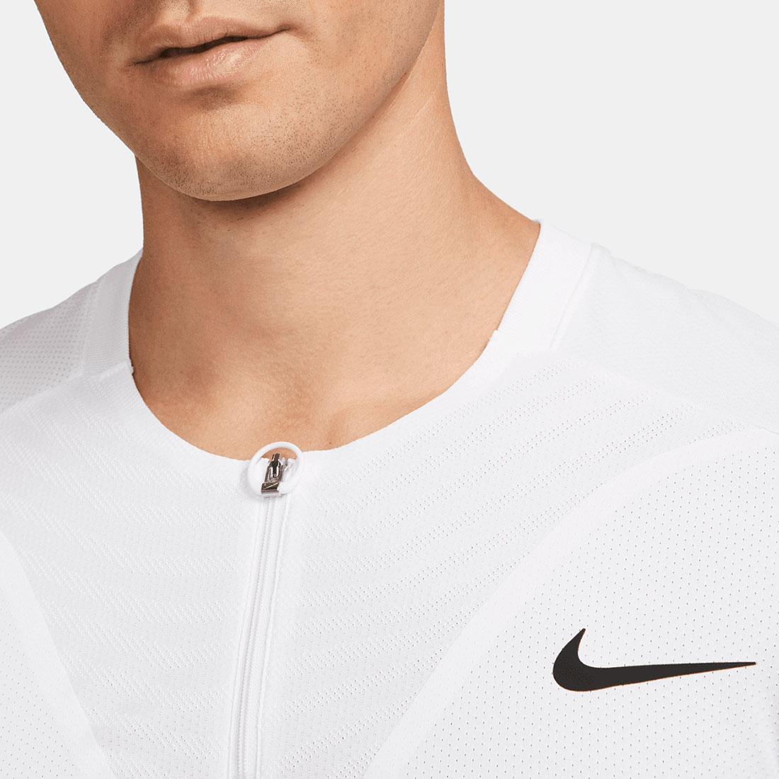 Nike Mens Court Dri-Fit Advance Slam Tennis Polo White and Black