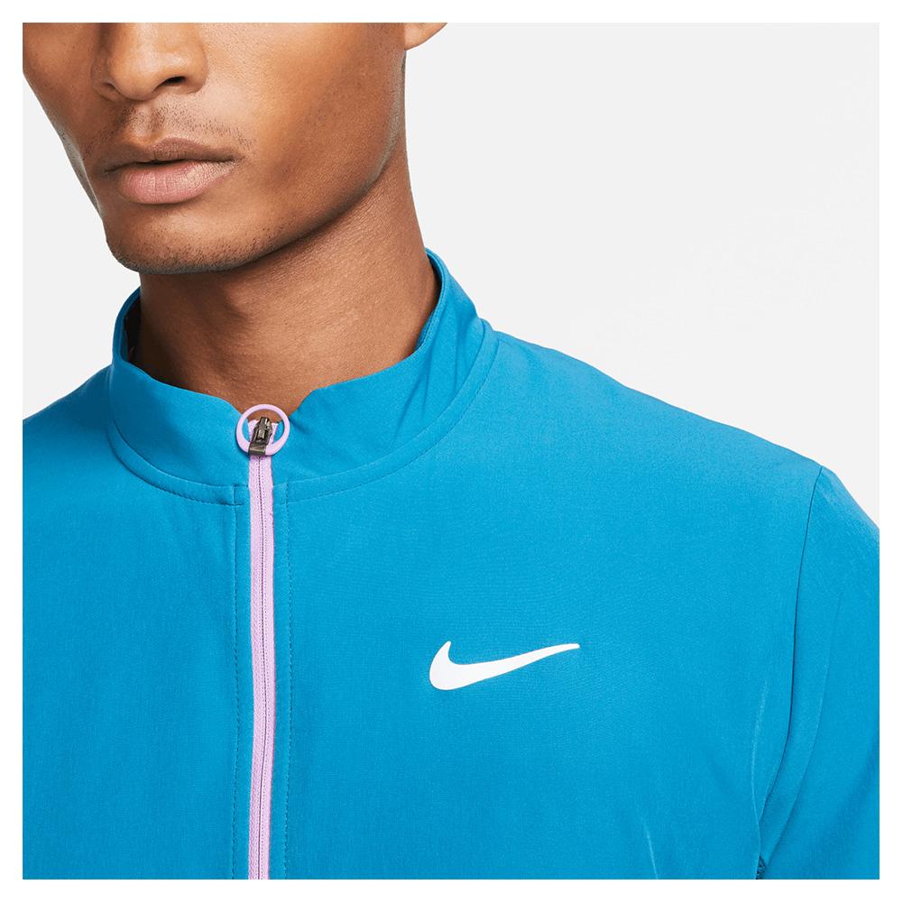 Nike Men`s Court Advantage Packable Tennis Jacket Green Abyss and Rush  Fuchsia