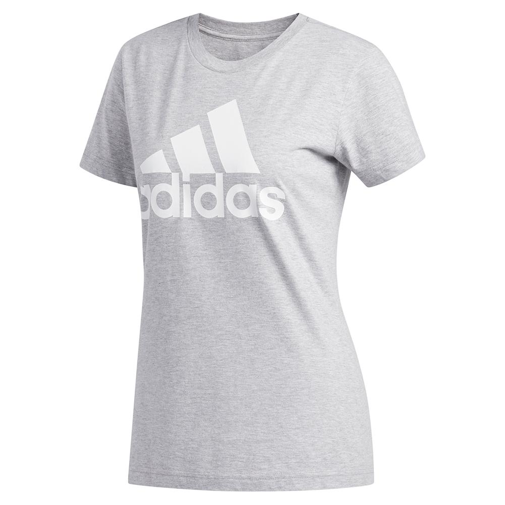 Adidas Women's Basic Badge Of Sport Training Tee in Medium Grey Heather