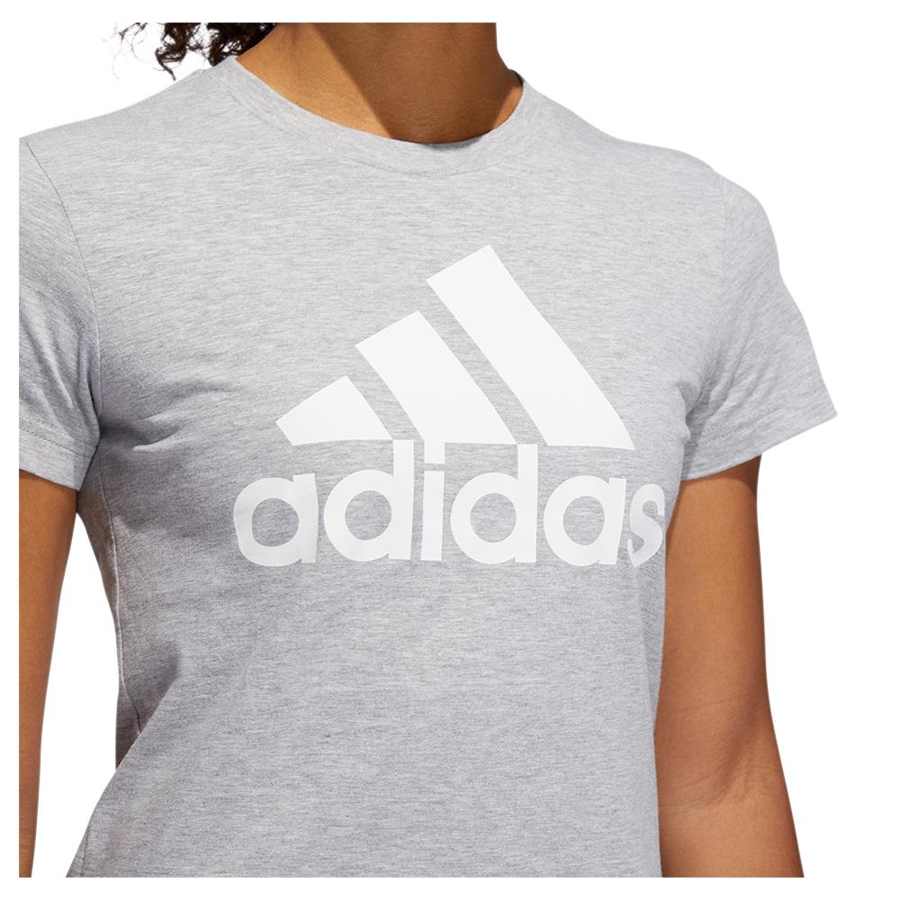 Adidas Women's Basic Badge Of Sport Training Tee in Medium Grey Heather